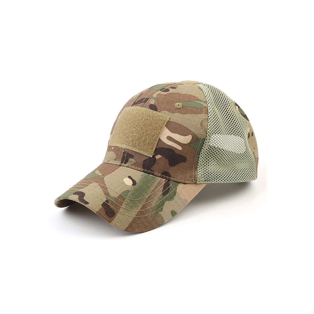 [EBN-ACC-1002] GORRA TÁCTICA CAMUFLADA ESTILO MILITAR CON MALLA TRASERA Y VISERA CURVA
