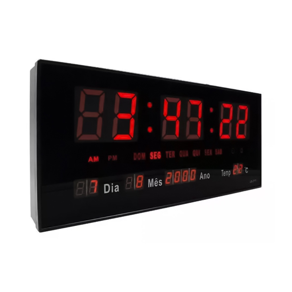 [LM24-12-53] RELOJ DIGITAL ELECTRÓNICO DE PARED CON PANTALLA LED PARA HOGAR Y OFICINA
