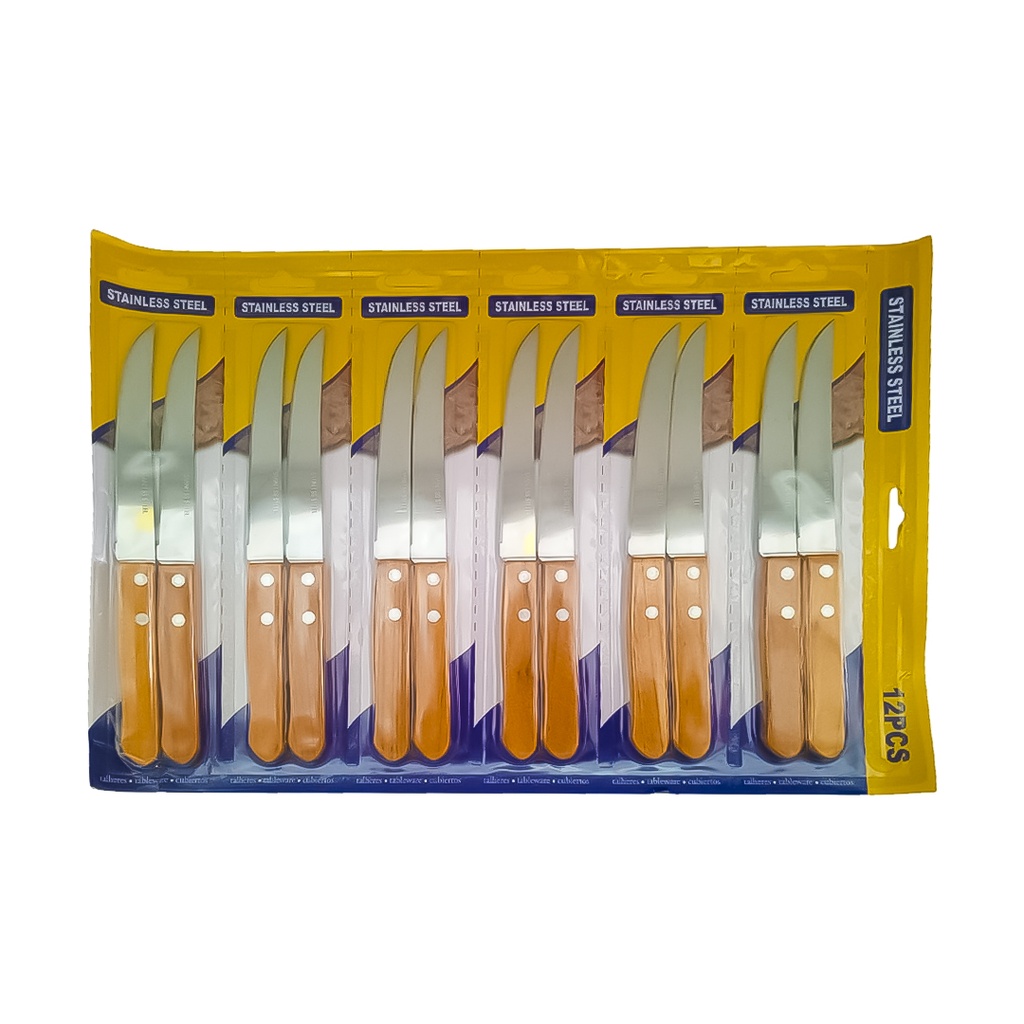 [LMJ25-9-254-7-11] SET DE 6 CUCHILLOS DE COCINA CON MANGO DE MADERA