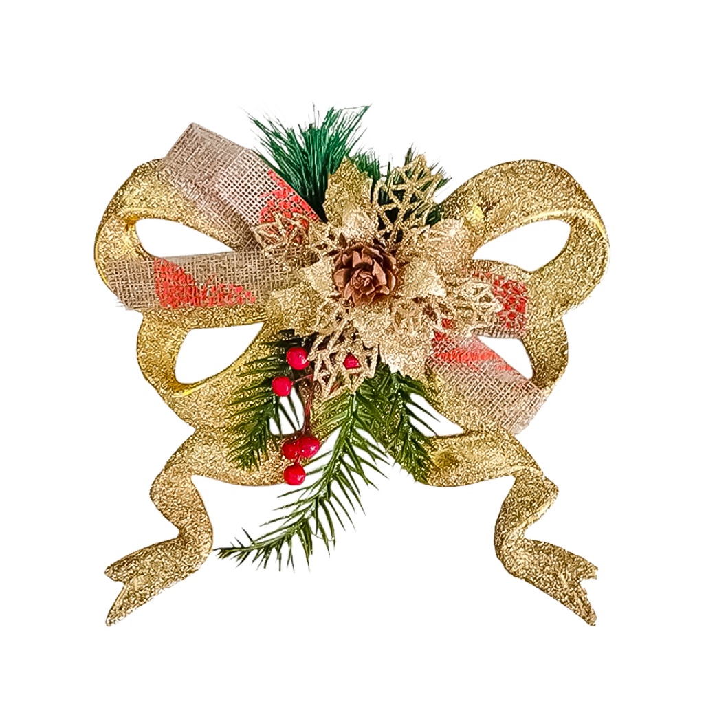 [LMN25-10-1046] ADORNO NAVIDEÑO LAZO DECORATIVO CON ELEMENTOS NATURALES