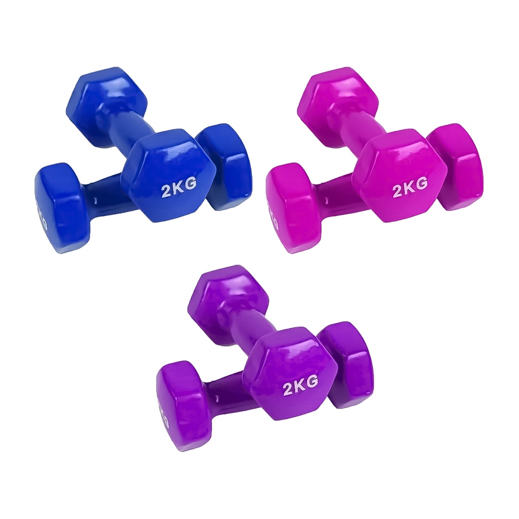 [LMN25-11-257-7-3] PAR DE MANCUERNAS DE 2KG PARA ENTRENAMIENTO Y FITNESS - COLORES VIBRANTES