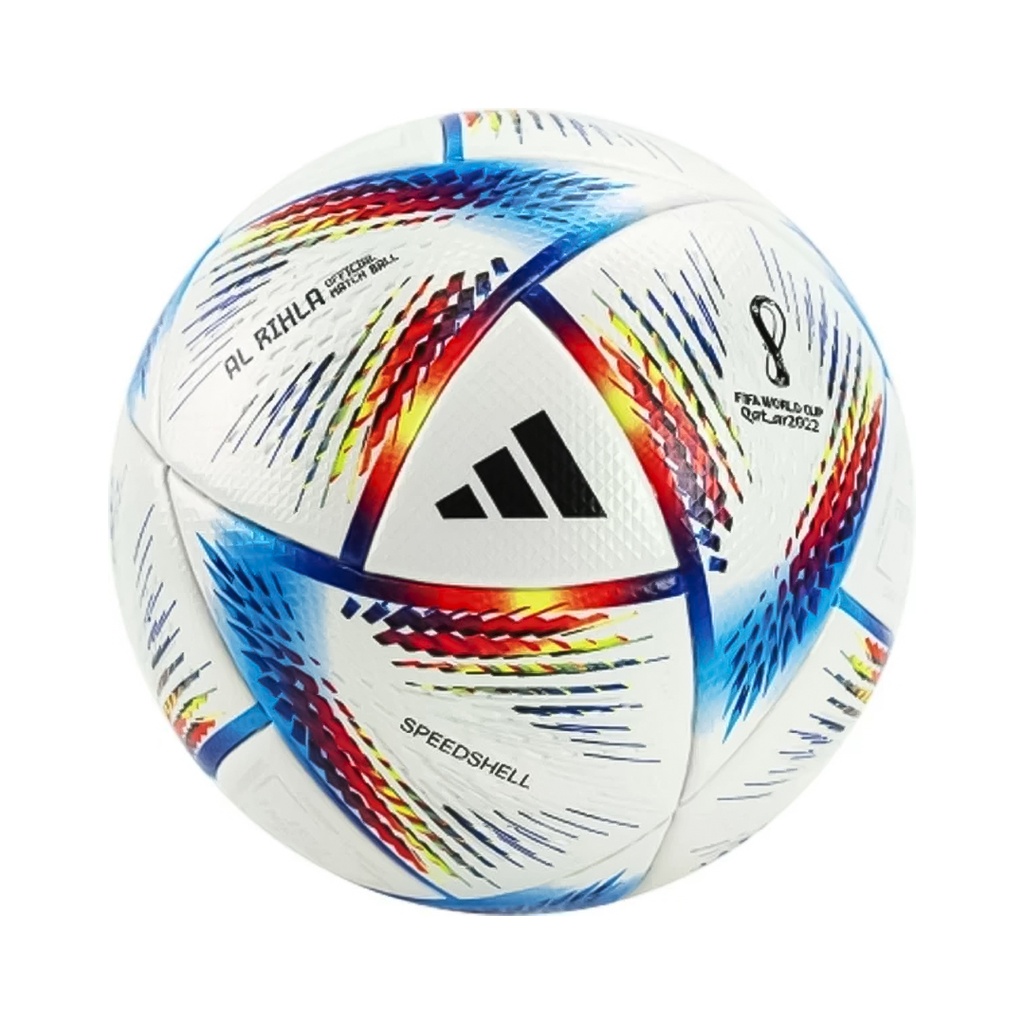[LM24-10-653] BALÓN DE FÚTBOL BLANCO CON TRAZOS AZULES Y NARANJAS - ADIDAS